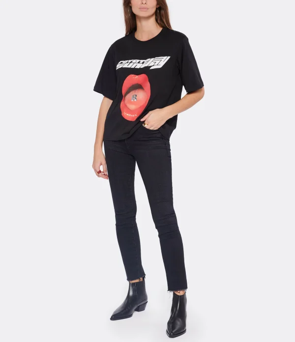 ROTATE Tee-shirt Lips Coton Noir, Capsule Sunday 6