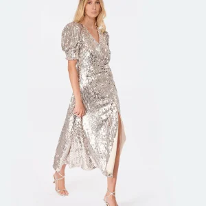 ROTATE Robe Sierina Sequin Argenté 13