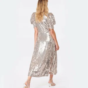 ROTATE Robe Sierina Sequin Argenté 15