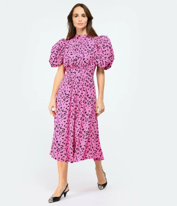 ROTATE Robe Bouffante Jacquard Rose 4