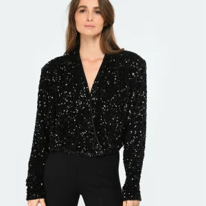 ROTATE Top Court Sequins Noir 11