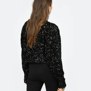 ROTATE Top Court Sequins Noir 13