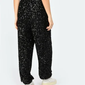 ROTATE Pantalon Taille Haute Sequins Noir 16