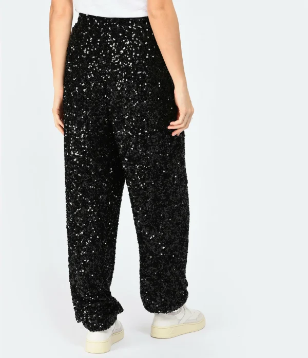 ROTATE Pantalon Taille Haute Sequins Noir 6