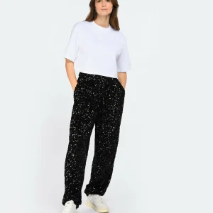 ROTATE Pantalon Taille Haute Sequins Noir 12