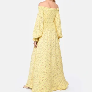 ROTATE Robe Fluide Jacquard Jaune 9