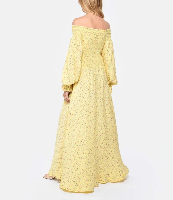 ROTATE Robe Fluide Jacquard Jaune 4