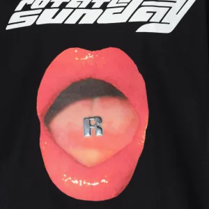 ROTATE Tee-shirt Lips Coton Noir, Capsule Sunday 9