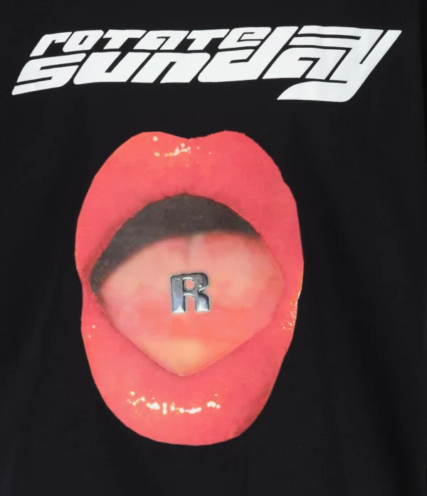 ROTATE Tee-shirt Lips Coton Noir, Capsule Sunday 3