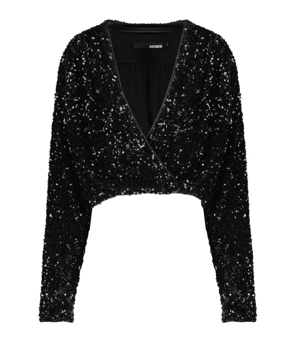 ROTATE Top Court Sequins Noir 1