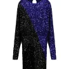 ROTATE Robe Mini Bicolore Sequins Noir Bleu 16