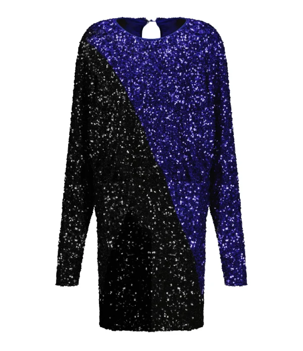 ROTATE Robe Mini Bicolore Sequins Noir Bleu 1