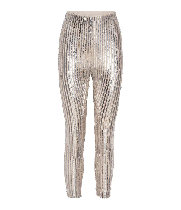 ROTATE Leggings Jean Sequin Argenté 1