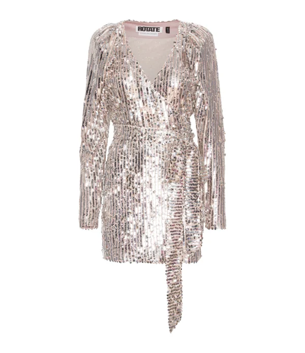 ROTATE Robe Wrap Bridget Sequin Argenté 1