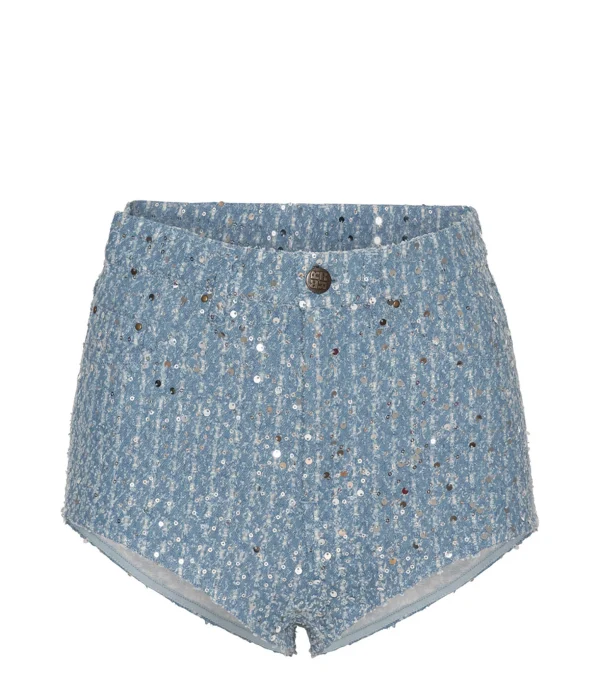 ROTATE Mini Short Coton Sequins Bleu 1