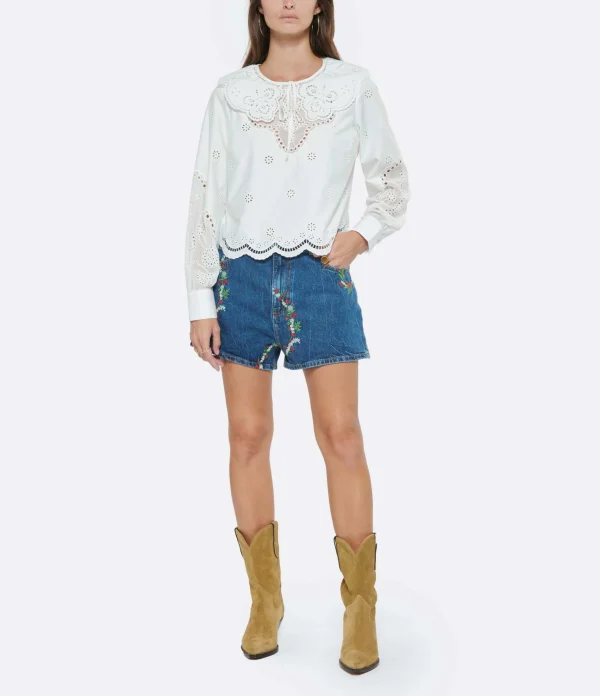 SELF PORTRAIT Blouse Broderie Anglaise Coton Blanc 5