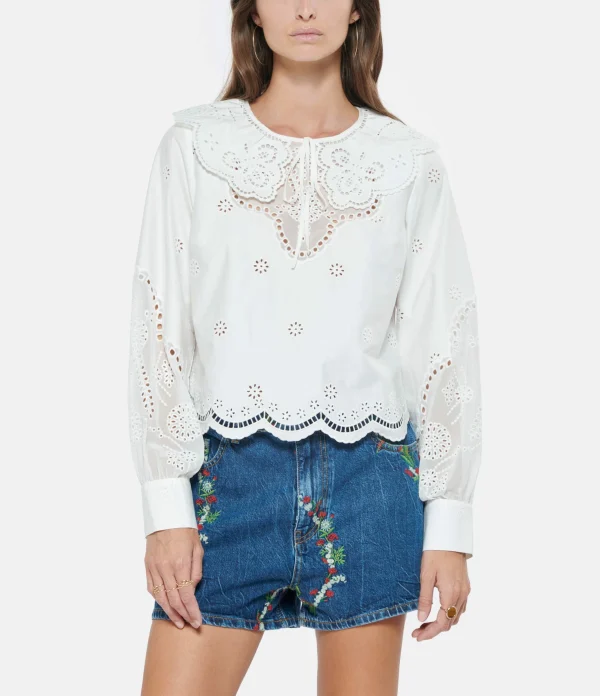 SELF PORTRAIT Blouse Broderie Anglaise Coton Blanc 4