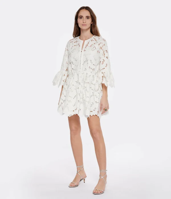 SELF PORTRAIT Robe Mini Dentelle Blanc 4