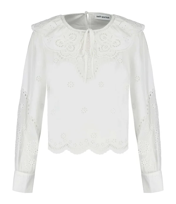 SELF PORTRAIT Blouse Broderie Anglaise Coton Blanc 1