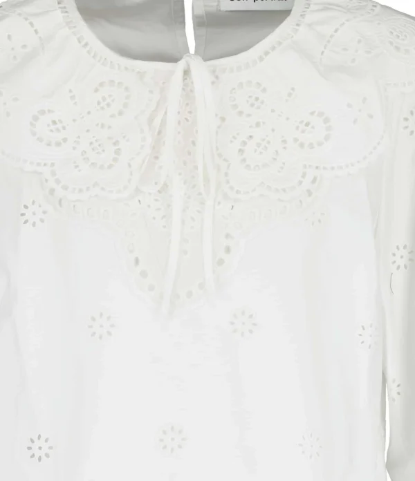 SELF PORTRAIT Blouse Broderie Anglaise Coton Blanc 3