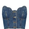 SELF PORTRAIT Top Court Bustier Denim Bleu 17