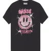 Ganni Tee-shirt Smiley Coton Organique Noir Phantom 19