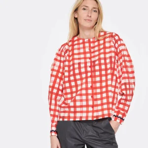 Tara Jarmon Blouse Carreaux Coton Rouge 10