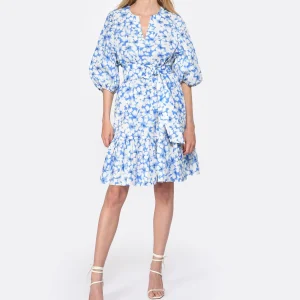 Tara Jarmon Robe Courte Rosabetta Coton Bleu 10