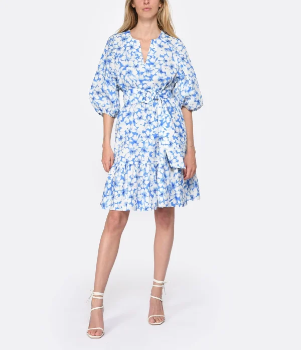 Tara Jarmon Robe Courte Rosabetta Coton Bleu 4