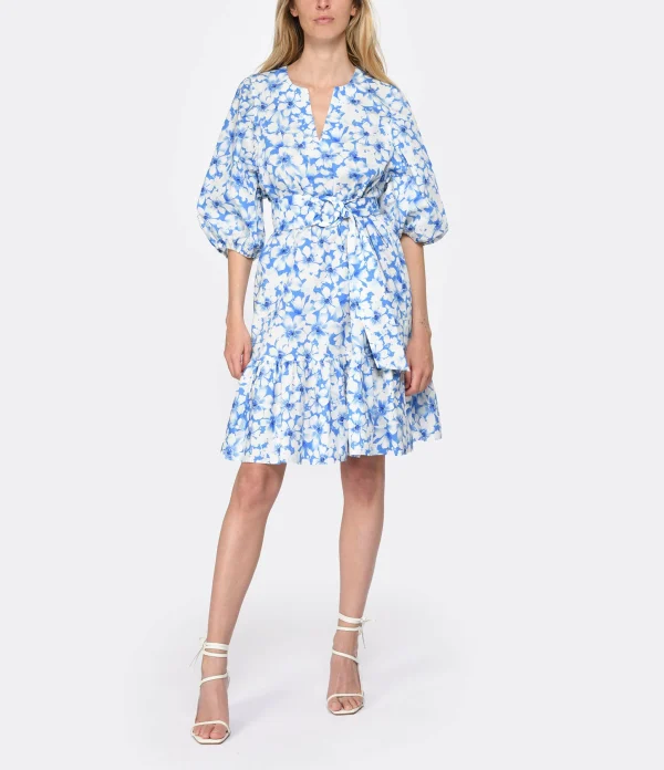 Tara Jarmon Robe Courte Rosabetta Coton Bleu 4