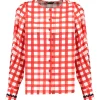 Tara Jarmon Blouse Carreaux Coton Rouge 19