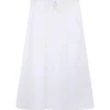 LOULOU STUDIO Jupe Midi Teli Coton Blanc 14