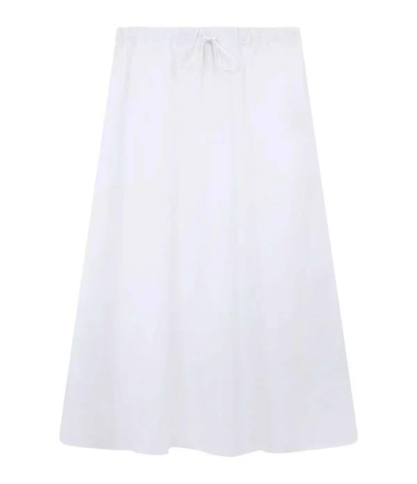 LOULOU STUDIO Jupe Midi Teli Coton Blanc 1