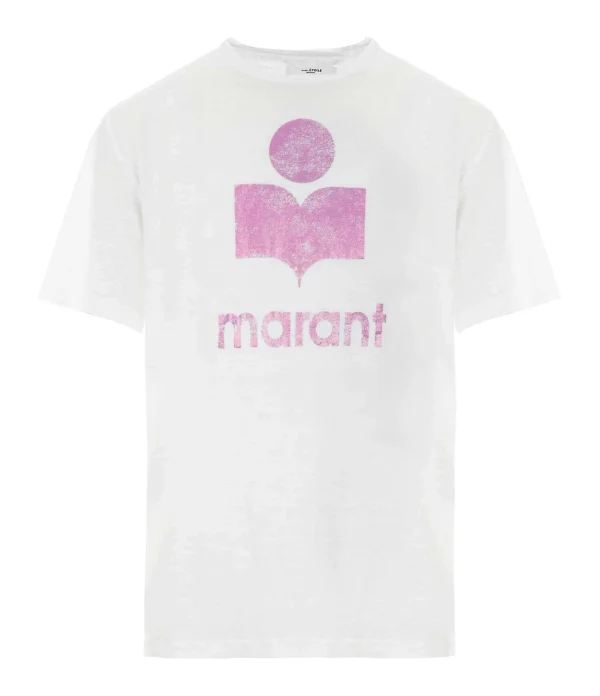 MARANT ÉTOILE Tee-shirt Zewel Lin Rose Blanc 1