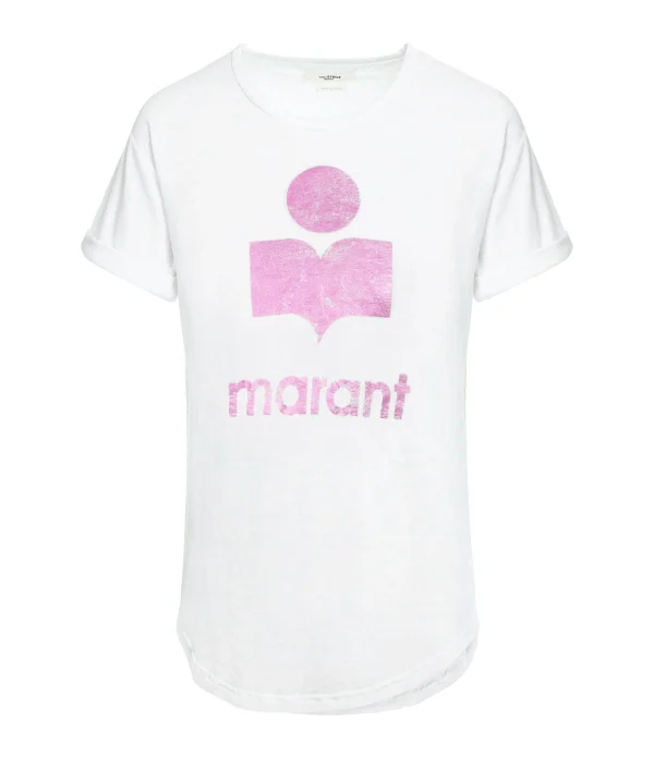 MARANT ÉTOILE Tee-shirt Koldi Lin Rose Blanc 1