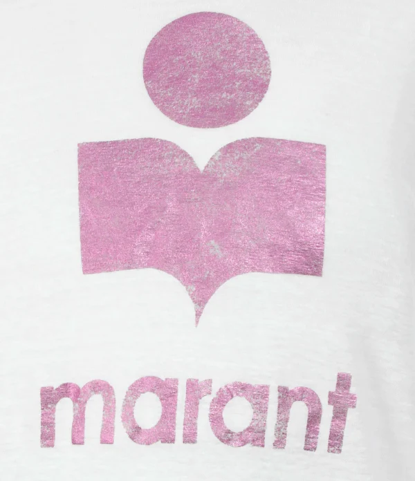 MARANT ÉTOILE Tee-shirt Koldi Lin Rose Blanc 3