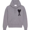 AMI Paris Pull Hoodie Unisexe Ami De Cœur Laine Gris Noir 20