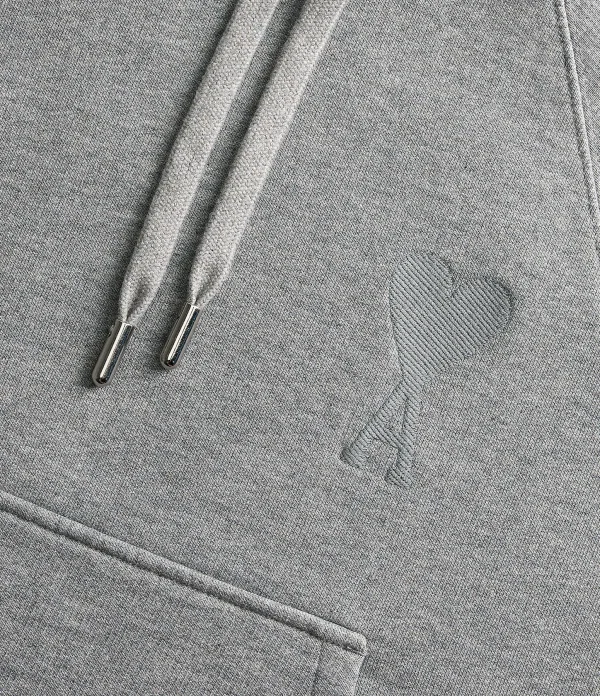 AMI Paris Sweatshirt Hoodie Unisexe Ami De Cœur Coton Bio Gris Chiné 3