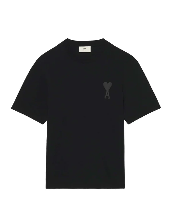 AMI Paris Tee-shirt Unisexe Ami De Cœur Coton Biologique Noir 1