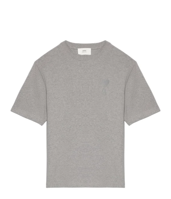 AMI Paris Tee-shirt Unisexe Ami De Cœur Coton Biologique Gris Chiné 1