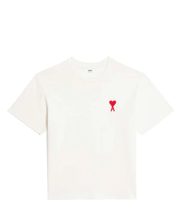 AMI Paris Tee-shirt Unisexe Ami De Cœur Coton Biologique Blanc Rouge 1