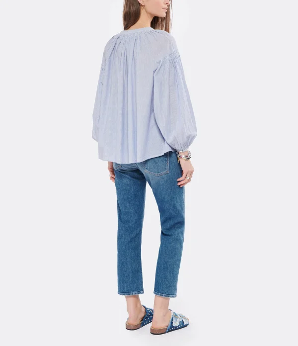 Vanessa Bruno Blouse Nipoa Coton Rayures Bleu 6