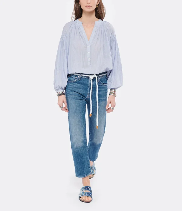 Vanessa Bruno Blouse Nipoa Coton Rayures Bleu 5