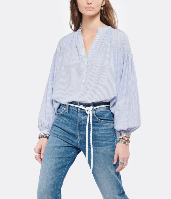 Vanessa Bruno Blouse Nipoa Coton Rayures Bleu 4