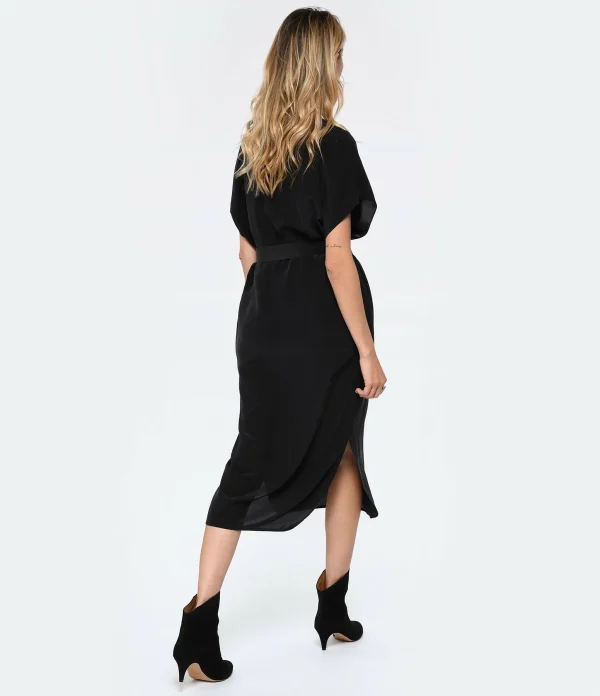 Vanessa Bruno Robe Midi Amarilla Soie Noir 5