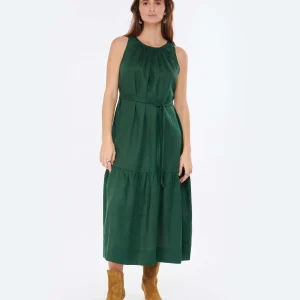 Vanessa Bruno Robe Midi Roema Lin Vert Fonce 10