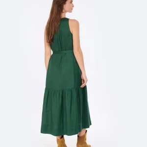 Vanessa Bruno Robe Midi Roema Lin Vert Fonce 12