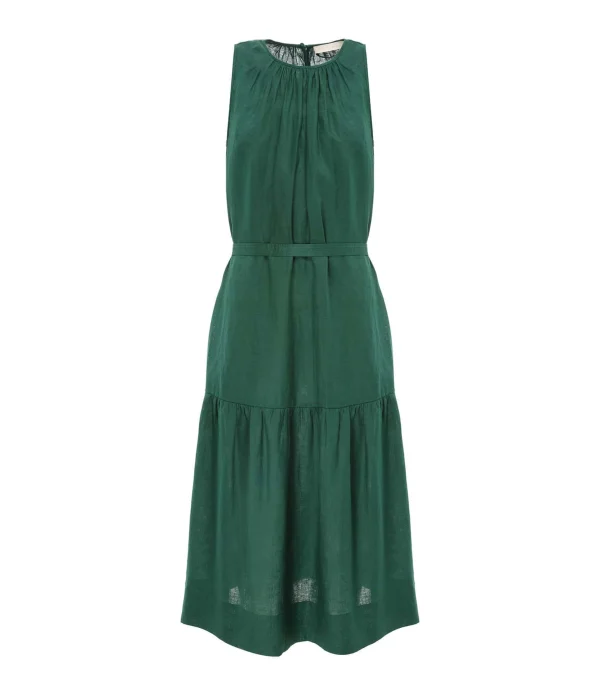 Vanessa Bruno Robe Midi Roema Lin Vert Fonce 1