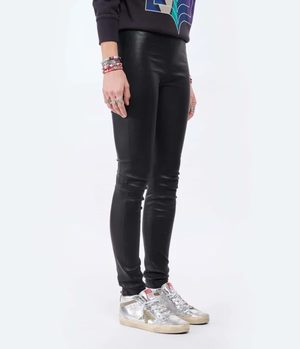 Zadig & Voltaire Pantalon Pharel Cuir Noir 5