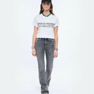 Zadig & Voltaire Tee-shirt Zoe ZV Address Coton Blanc 13